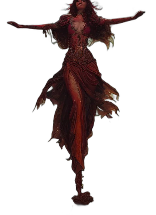 dress, staff, mask, creature transparent PNG cut-out