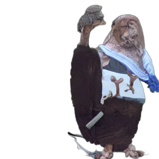 animal, creature, jacket, staff, concept art, watercolor, photorealistic, 3d render transparent PNG cut-out
