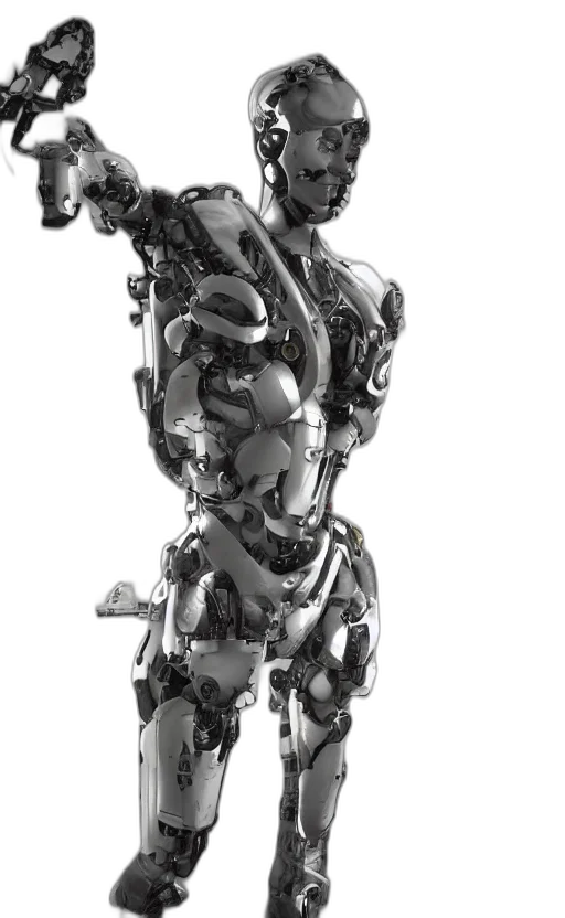 robot, weapon, concept art, 3d render transparent PNG cut-out