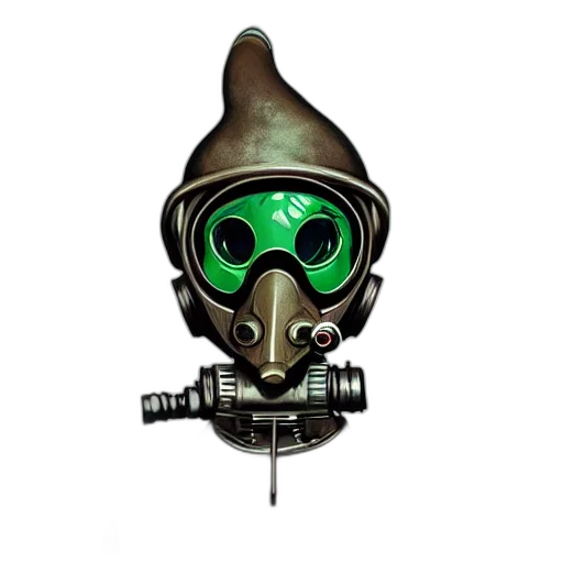 mask, staff, robot, weapon, concept art, cyberpunk, 3d render, fantasy art transparent PNG cut-out