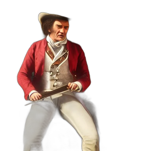 jacket, staff, hat, weapon, 3d render, concept art, photorealistic, fantasy art transparent PNG cut-out