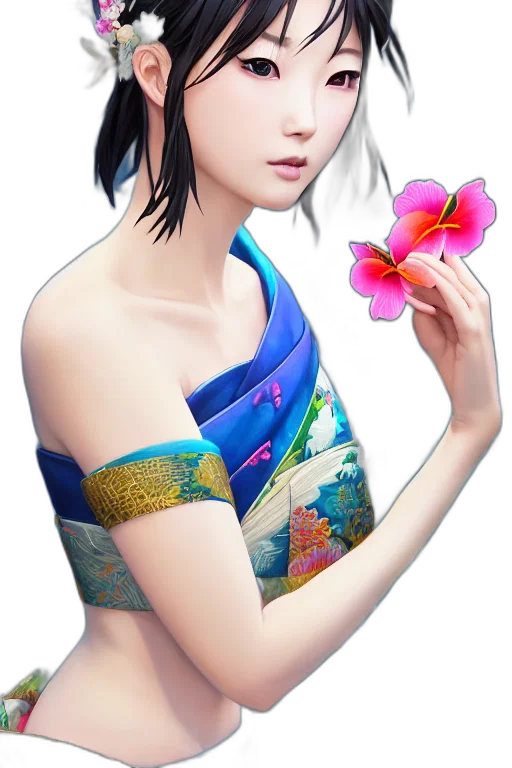 jewelry, flower, dress, staff, fantasy art, photorealistic, concept art, pixel art transparent PNG cut-out