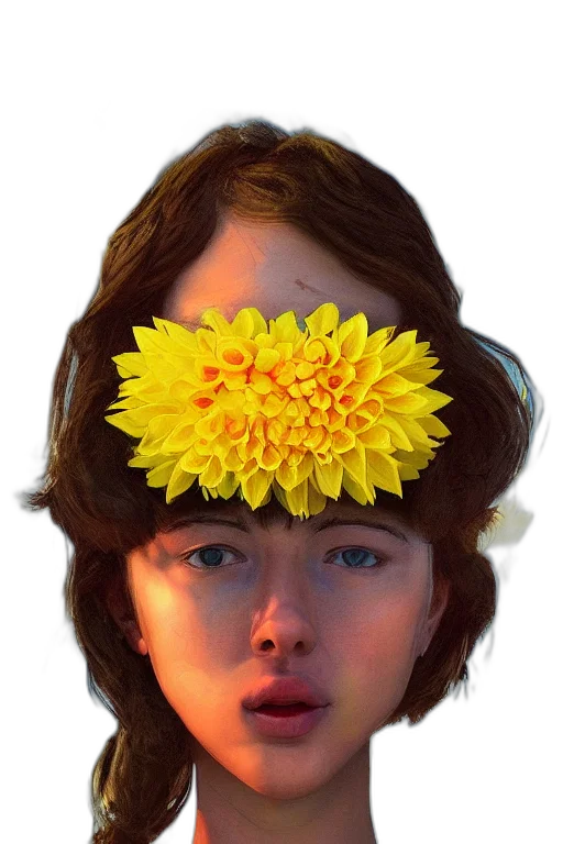 crown, face, flower, mask, photorealistic, oil painting, 3d render, concept art transparent PNG cut-out