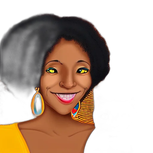 cartoon, photorealistic, concept art, fantasy art, adult, black, woman, light transparent PNG cut-out