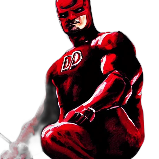comic book art, concept art, cartoon, photorealistic, red, daredevil, painting, devon transparent PNG cut-out