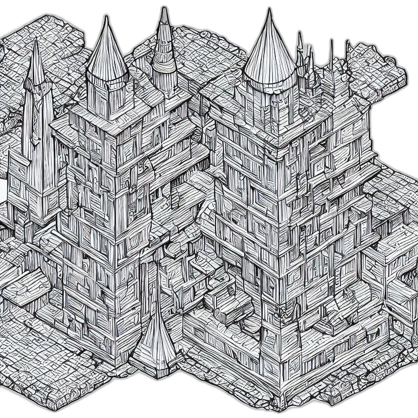 building, crown, furniture, concept art, 3d render, fantasy art, pixel art, city street transparent PNG cut-out