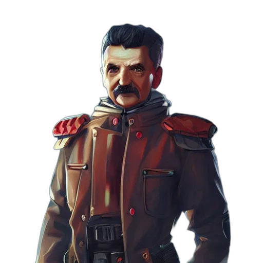 jacket, staff, face, weapon transparent PNG cut-out