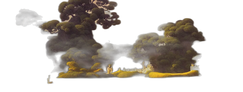 concept art, fantasy art, photorealistic, 3d render, fog, forest, fire, rain transparent PNG cut-out