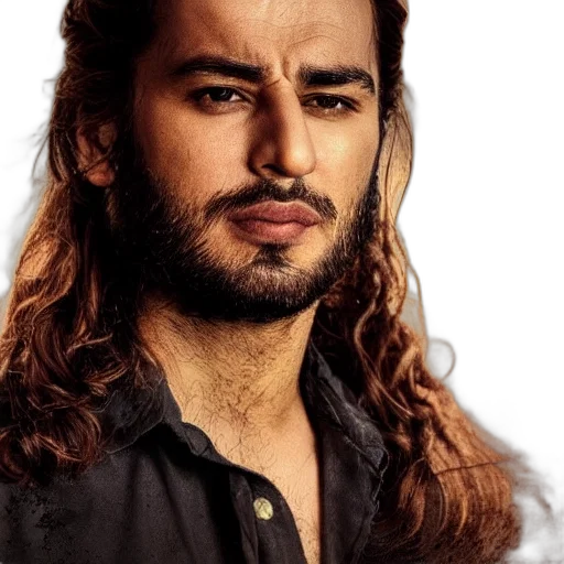 hair, face, photorealistic, oil painting transparent PNG cut-out