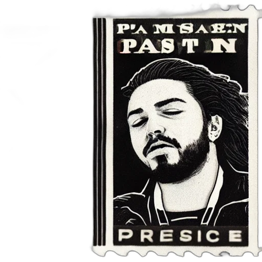 closeup, photorealistic, illustration, post, malone, displaying, vintage, american transparent PNG cut-out