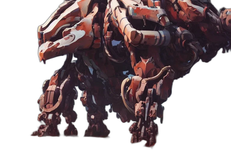 robot, animal, weapon, creature, concept art, 3d render, fantasy art, earth tones transparent PNG cut-out