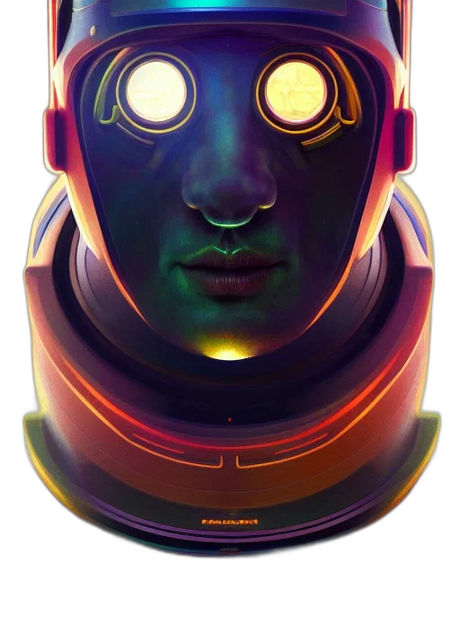 robot, mask, face, creature, concept art, cyberpunk, comic book art, 3d render transparent PNG cut-out