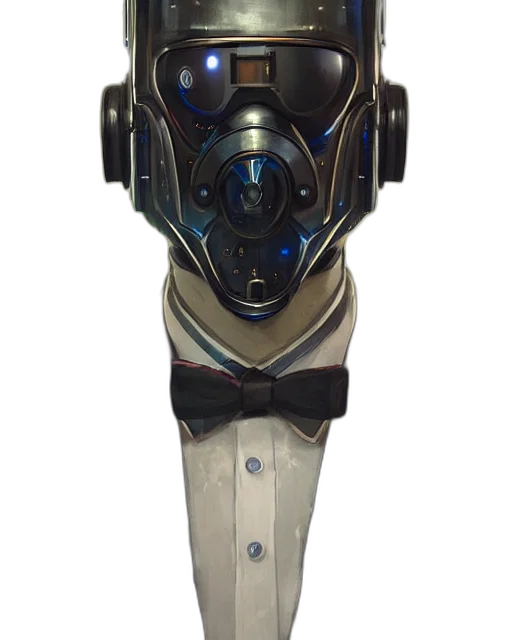 robot, mask, staff, weapon, concept art, 3d render, cyberpunk, smart transparent PNG cut-out
