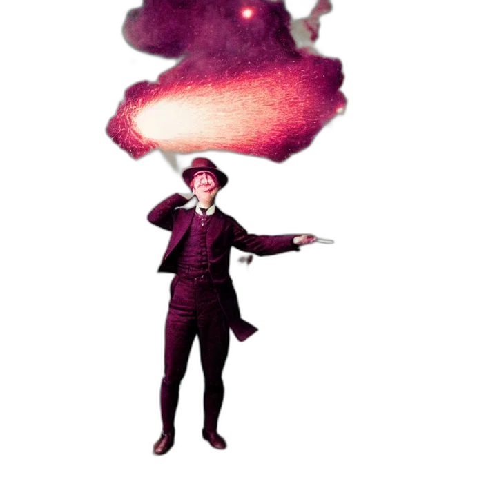 hat, staff, umbrella, jacket, concept art, comic book art, pixel art, outer space transparent PNG cut-out
