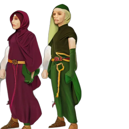 concept art, fantasy art, 3d render, pixel art, green, earth tones, muslim, elf transparent PNG cut-out