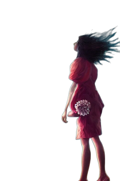 dress, hair, flower, jewelry, concept art, anime, photorealistic, 3d render transparent PNG cut-out
