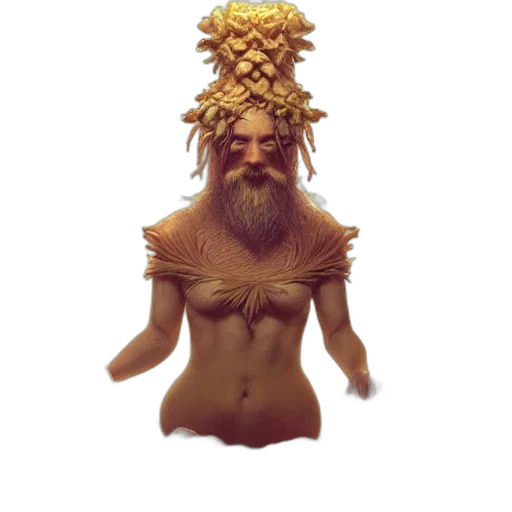 crown, mask, creature, hair, 3d render, concept art, fantasy art, photorealistic transparent PNG cut-out