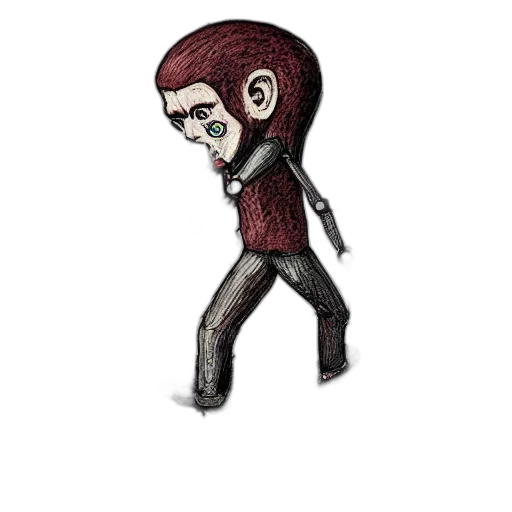 jacket, staff, creature, mask, cartoon, concept art, comic book art, pixel art transparent PNG cut-out