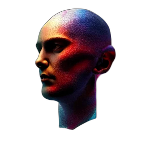 face, mask, robot, crown, vaporwave, 3d render, cyberpunk, photorealistic transparent PNG cut-out