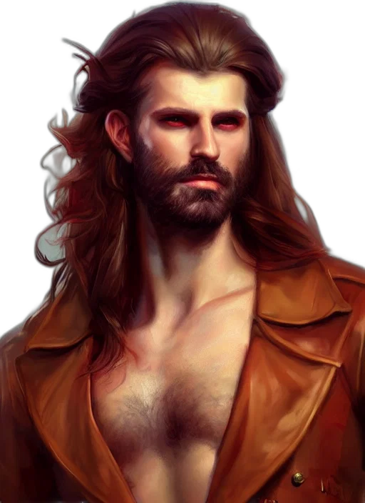 hair, jacket, fantasy art, photorealistic, concept art, comic book art, golden, earth tones transparent PNG cut-out