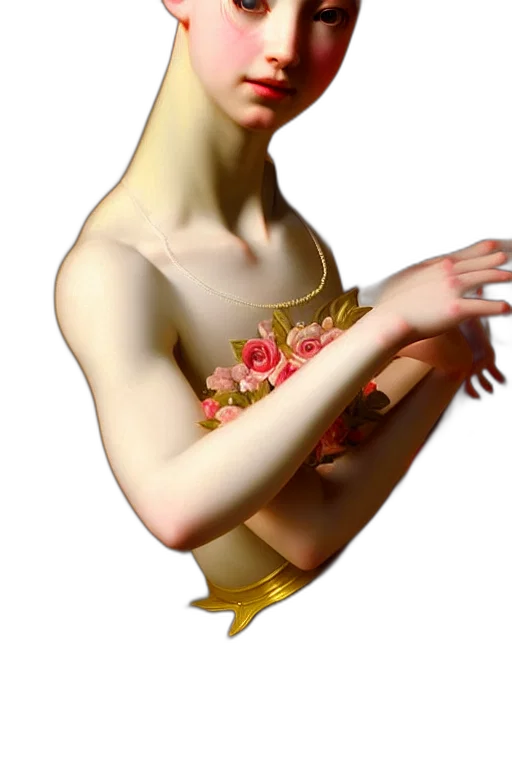 flower, dress, crown, jewelry, 3d render, photorealistic, concept art, vaporwave transparent PNG cut-out