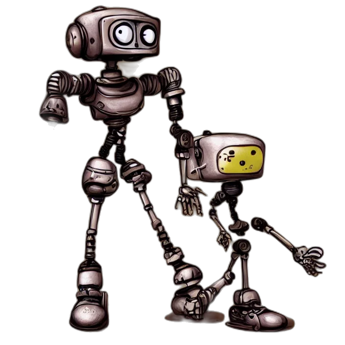 robot, staff, concept art, 3d render transparent PNG cut-out