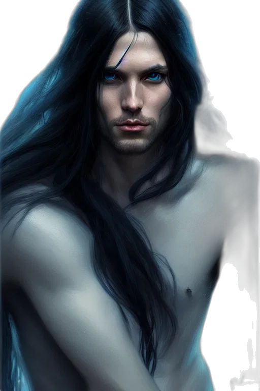face, fantasy art, photorealistic, concept art, comic book art, blue, dark, portrait transparent PNG cut-out