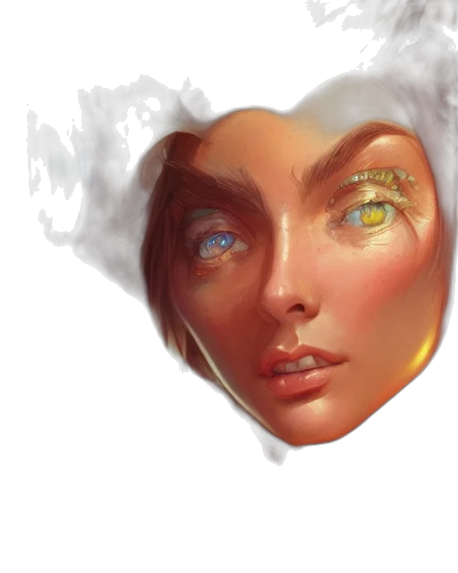 face, mask, crown, photorealistic, fantasy art, oil painting, concept art, outer space transparent PNG cut-out