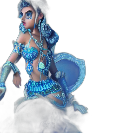concept art, fantasy art, 3d render, blue transparent PNG cut-out