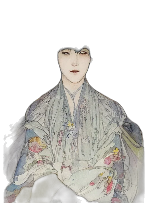 face, dress, mask, staff, watercolor, concept art, fantasy art, photorealistic transparent PNG cut-out