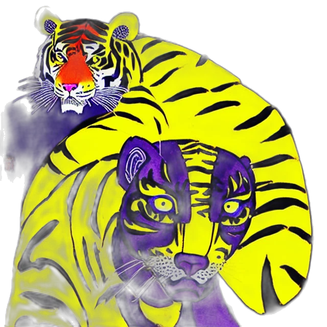 fantasy art, concept art, photorealistic, 3d render, beautiful, painting, cyberpunk, tiger transparent PNG cut-out