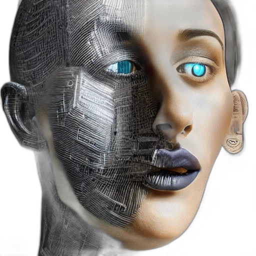 robot, face, mask, cyberpunk, photorealistic, 3d render, concept art, blue transparent PNG cut-out