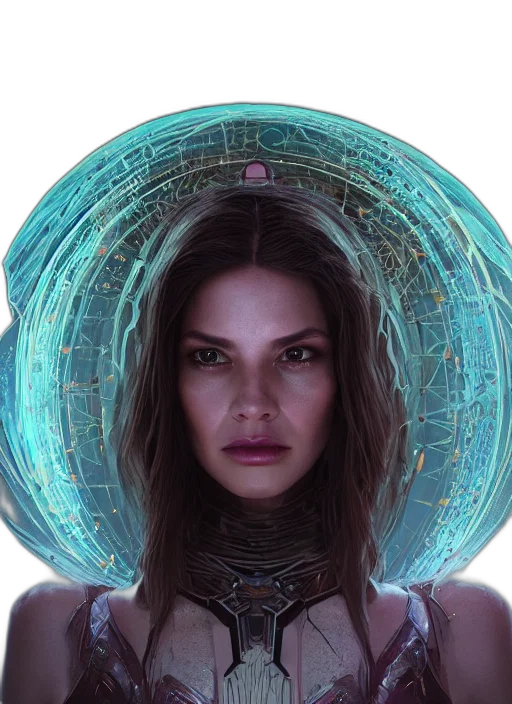 face, fantasy art, concept art, cyberpunk transparent PNG cut-out