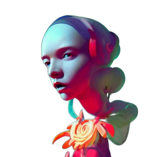 robot, face, flower, mask, 3d render, concept art, fantasy art, photorealistic transparent PNG cut-out