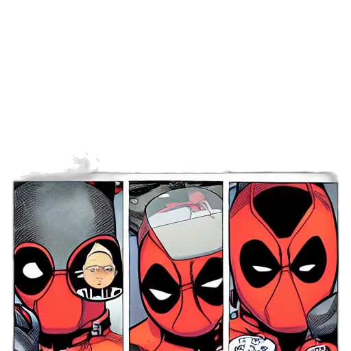 comic book art, concept art, red, deadpool, comic, shonen, jump, book transparent PNG cut-out