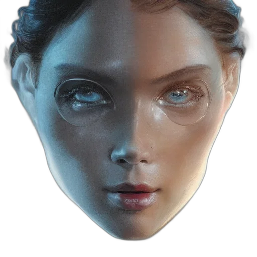 mask, face, jewelry, robot, photorealistic, concept art, 3d render, fantasy art transparent PNG cut-out