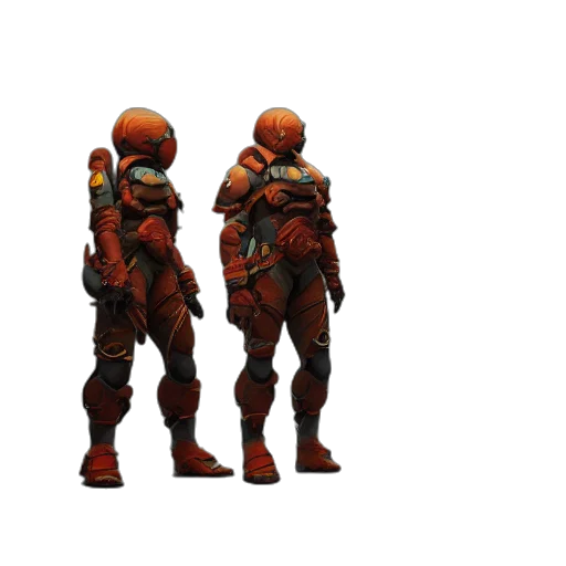 robot, weapon, concept art, 3d render, pixel art, cyberpunk, outer space, red transparent PNG cut-out