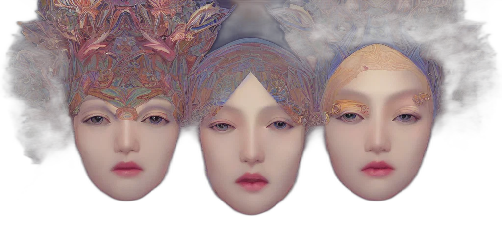 mask, crown, face, photorealistic transparent PNG cut-out