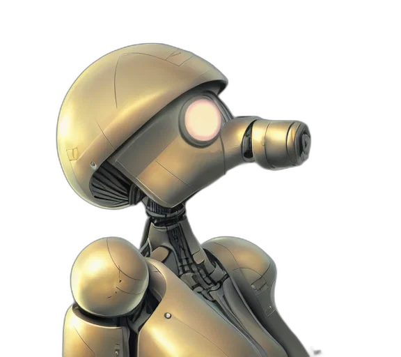 robot, staff, 3d render, concept art transparent PNG cut-out
