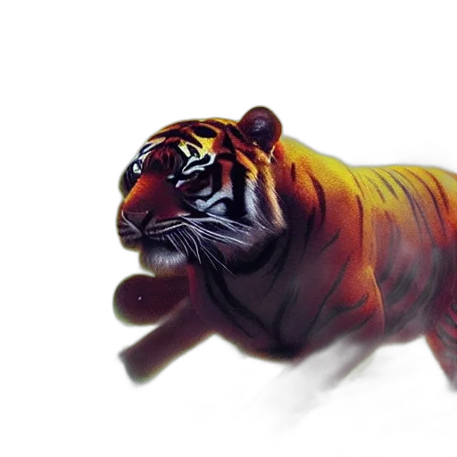 animal, creature, photorealistic, watercolor, oil painting, concept art, tiger, made transparent PNG cut-out