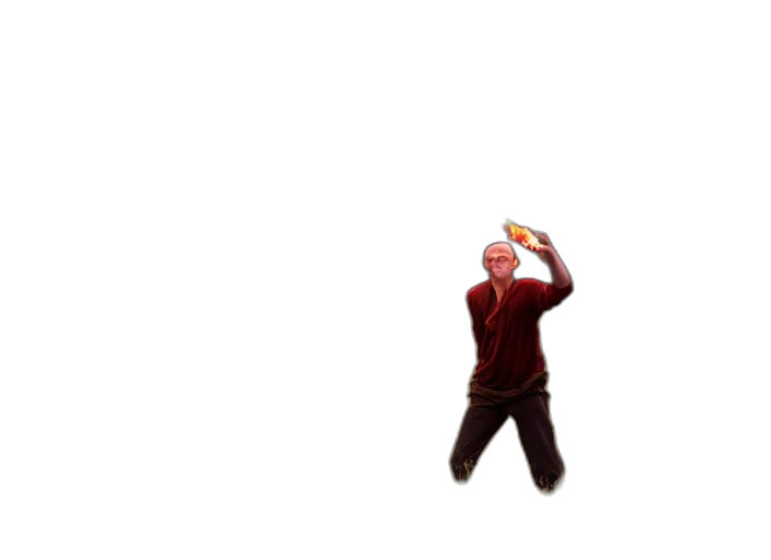 food, staff, jacket, shoes, pixel art, concept art, 3d render, fire transparent PNG cut-out