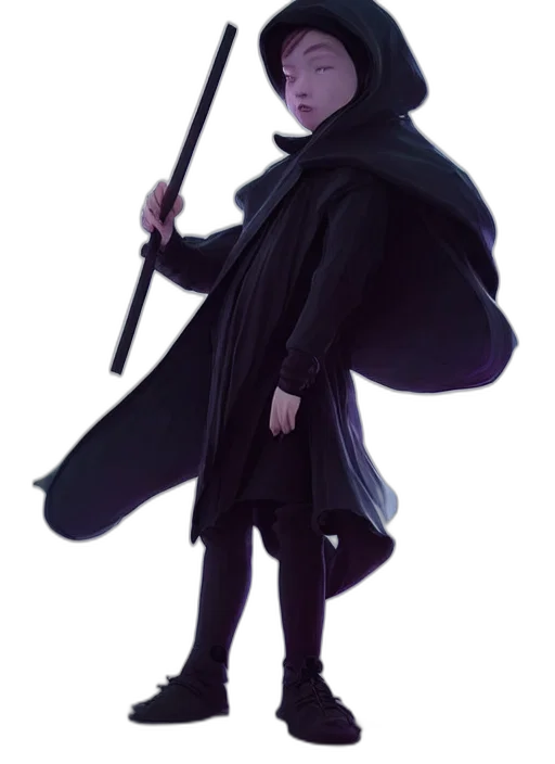 staff, jacket, weapon, umbrella, concept art, fantasy art, 3d render, pixel art transparent PNG cut-out