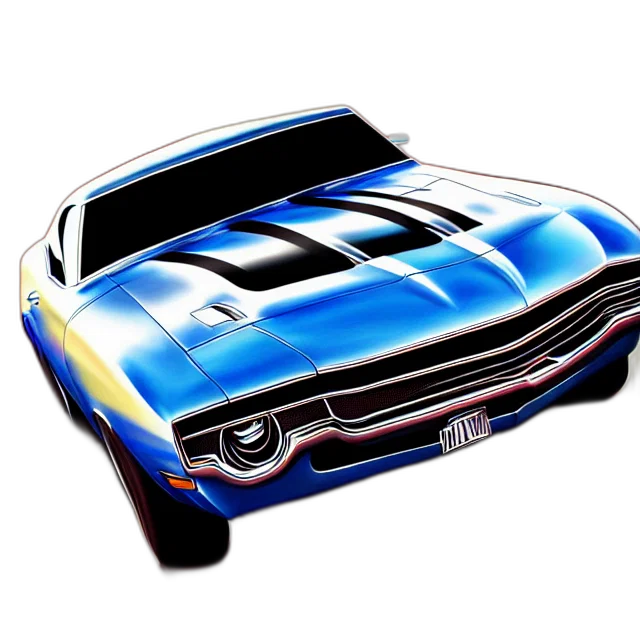 car, photorealistic, 3d render, cartoon, concept art, muscle, chrome, highly transparent PNG cut-out