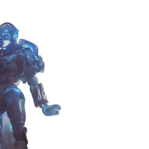 robot, weapon, concept art, cyberpunk, 3d render, comic book art, blue, bee transparent PNG cut-out