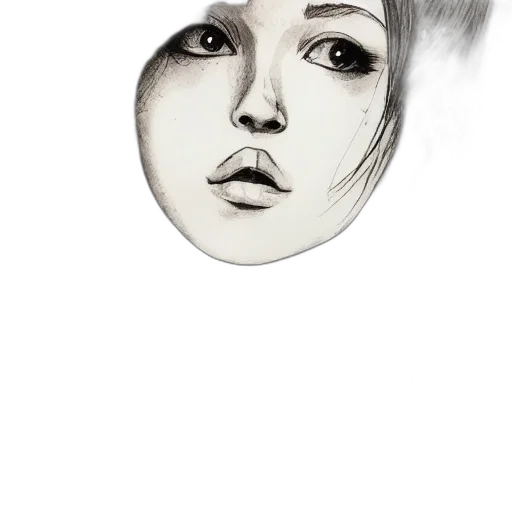 face, mask, hair, jewelry, photorealistic, pencil sketch, watercolor, cartoon transparent PNG cut-out