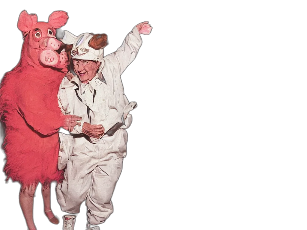 mask, hat, concept art, couple, grandparents, years, old, wearing transparent PNG cut-out