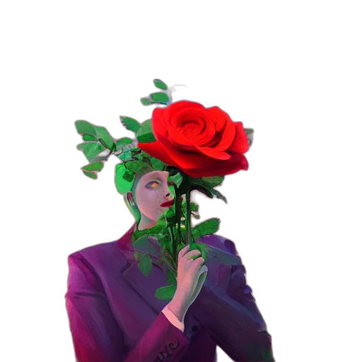 hat, flower, crown, mask, vaporwave, pixel art, concept art, 3d render transparent PNG cut-out
