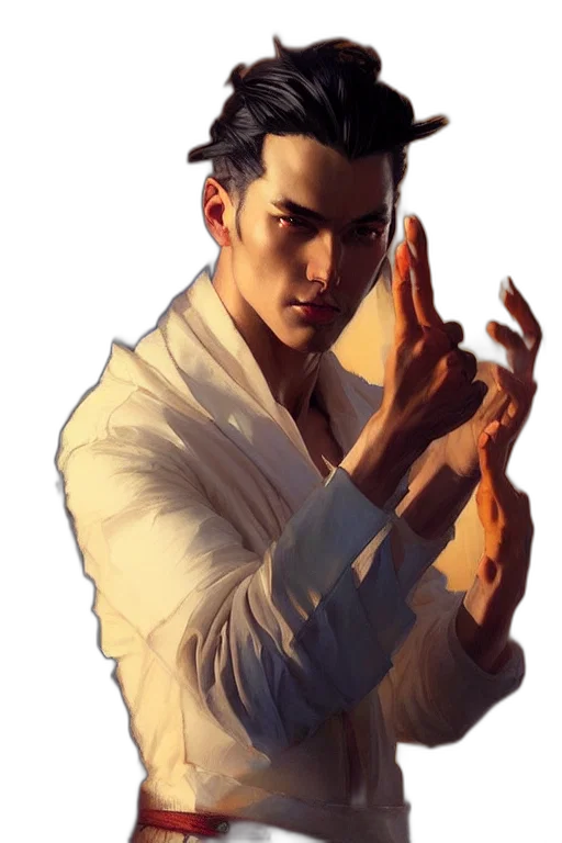 staff, face, jacket, weapon transparent PNG cut-out