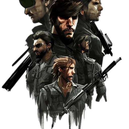 weapon, jacket, staff, face transparent PNG cut-out