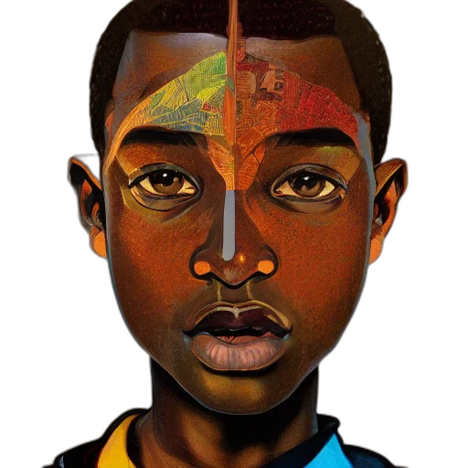 face, mask, photorealistic, concept art, fantasy art, comic book art, earth tones, colorful transparent PNG cut-out